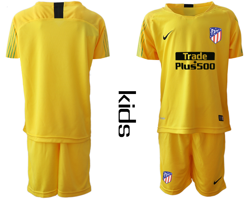 2018_2019 Club Atletico Madrid yellow goalkeeper Youth soccer jerseys